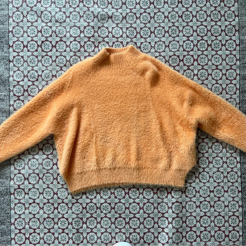 Cozy Orange Fuzzy Sweater Size Small